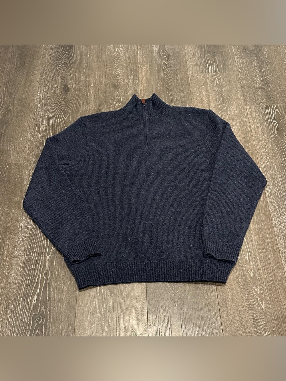 Ralph Lauren Navy Half-Zip Knit Sweater Lambswool 100% Men’s  Size Large